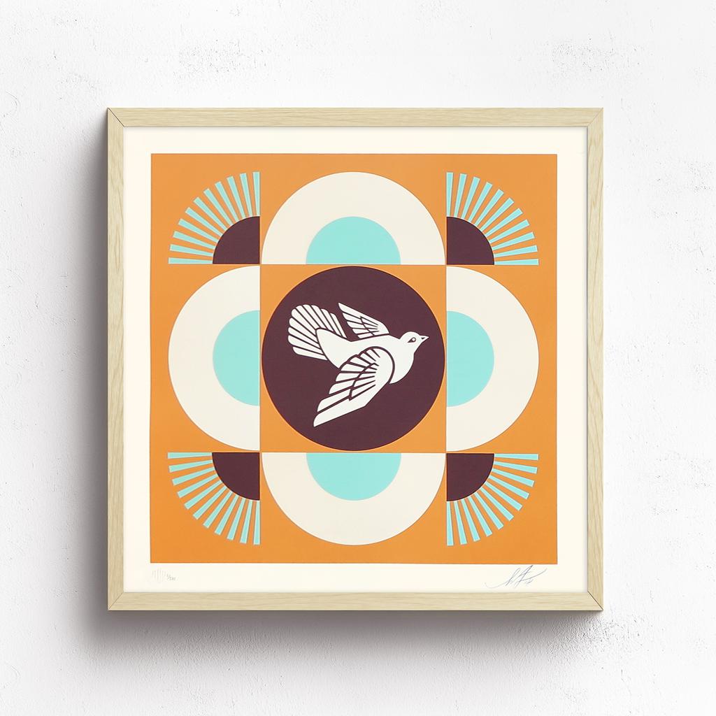 OBEY Geometric Doves, Blue/Orange by Shepard Fairey | Archive | Poster Child Prints