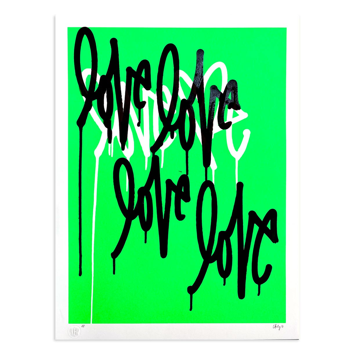 Love Me Fluorescent Green - Artist Edition 4 by Curtis Kulig-Artist Edition-Poster Child Prints