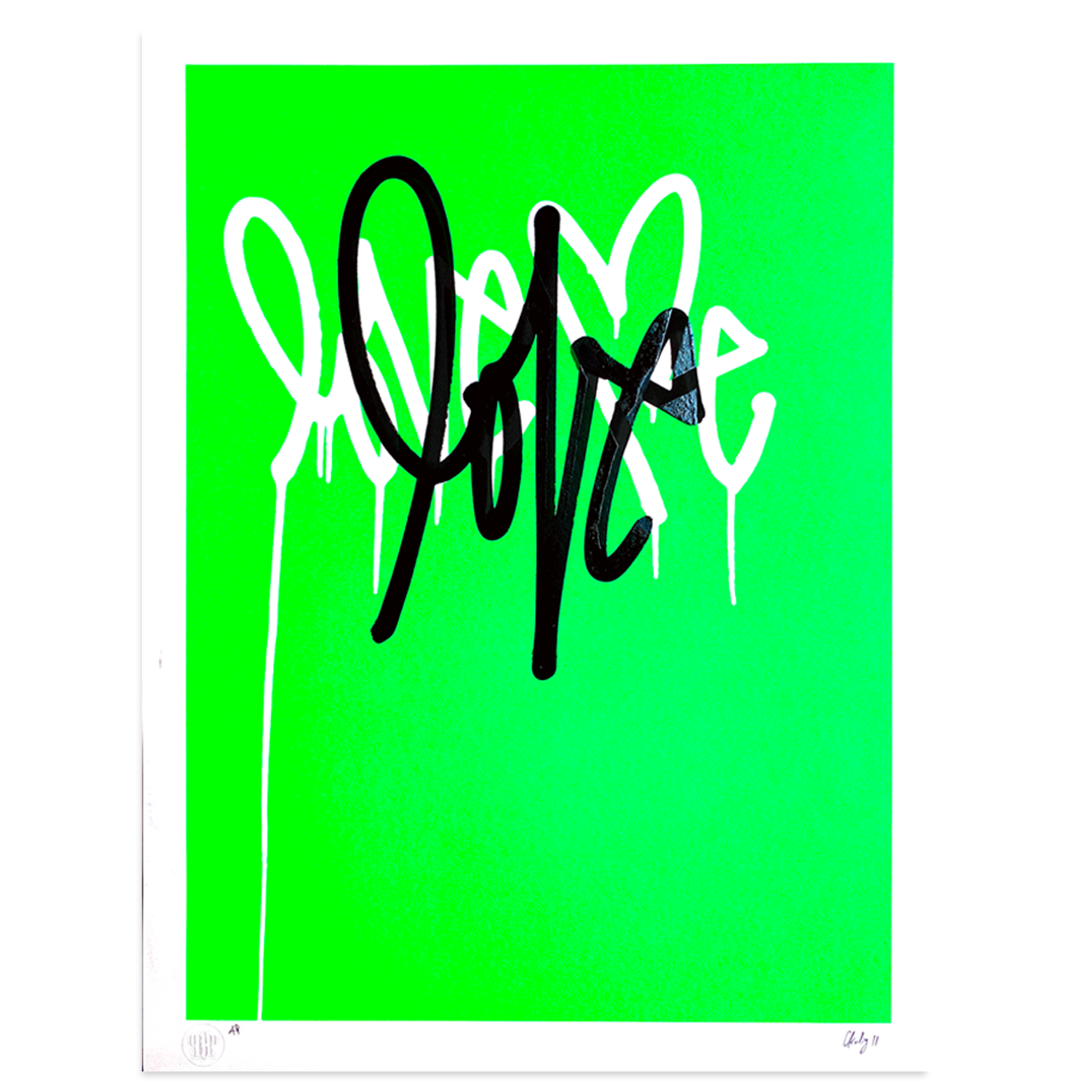 Love Me Fluorescent Green - Artist Edition 4 by Curtis Kulig-Artist Edition-Poster Child Prints