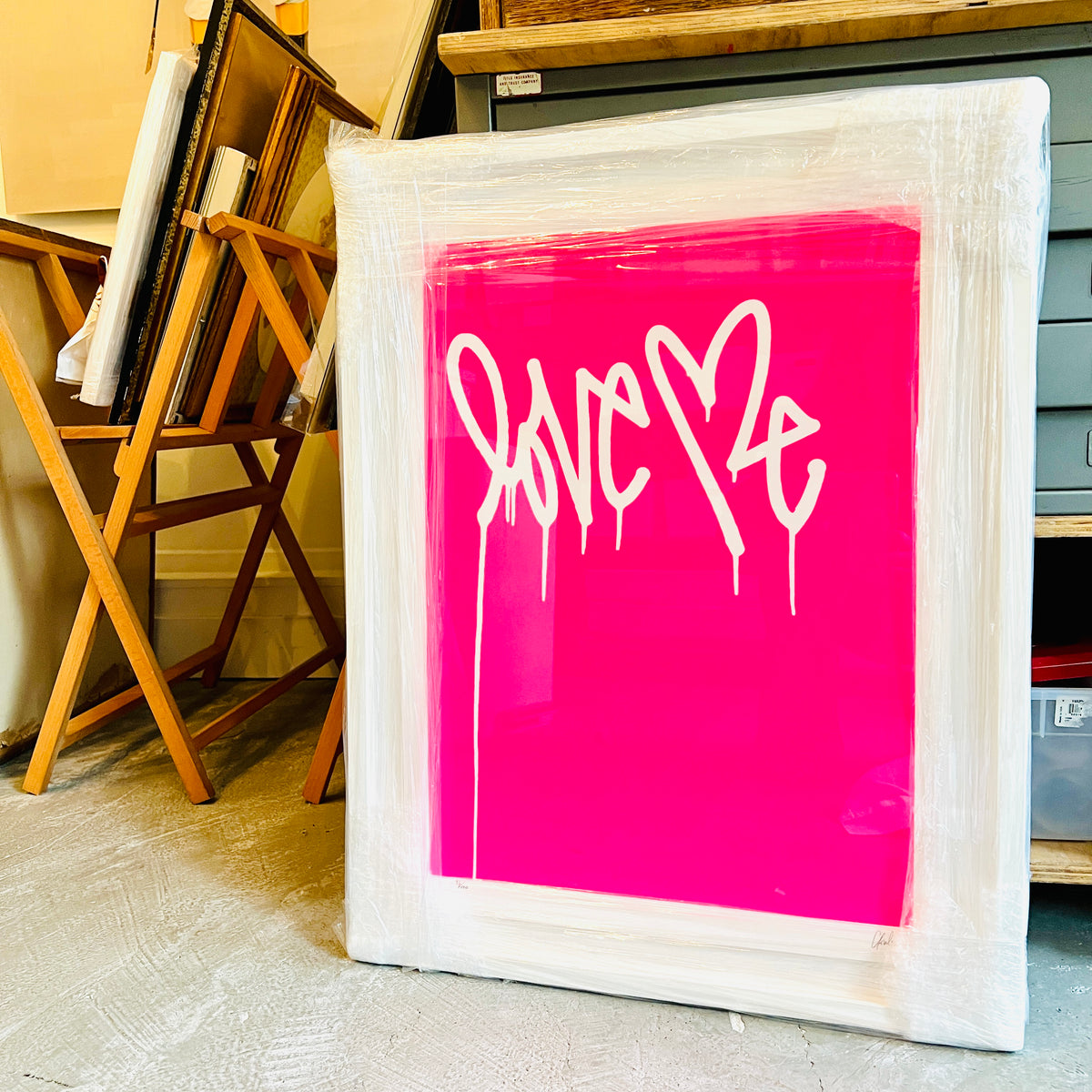 Love Me, Fluorescent Pink by Curtis Kulig-Archive-Poster Child Prints