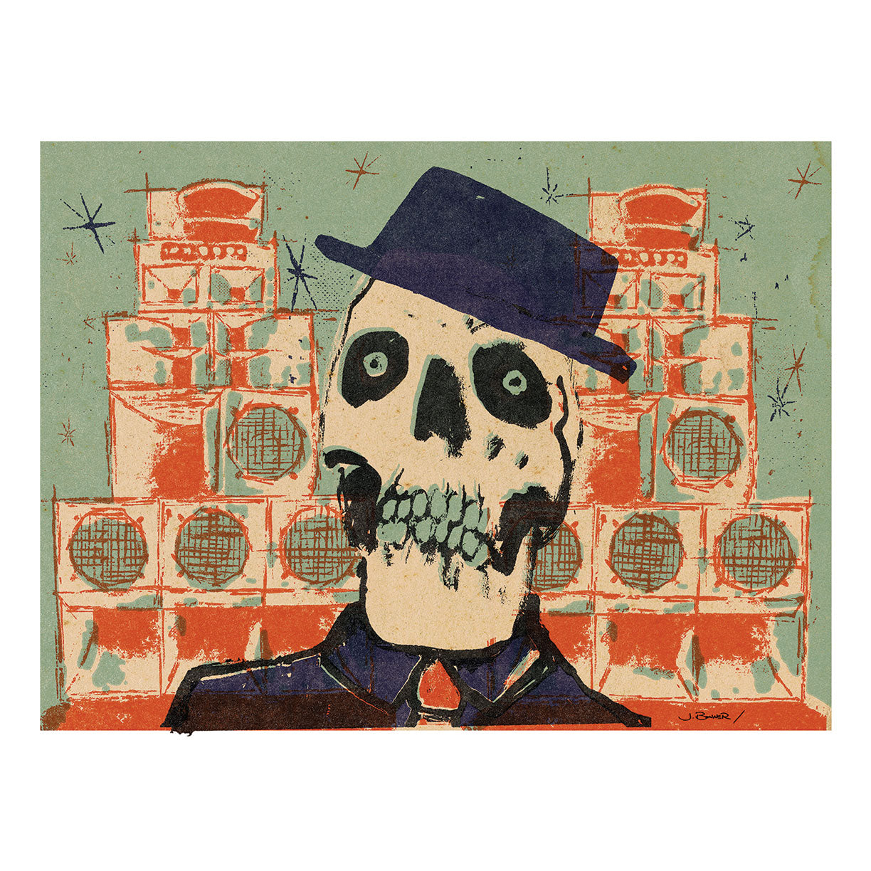 Skull and Sound System by Tim Armstrong-Giclée Print-Poster Child Prints