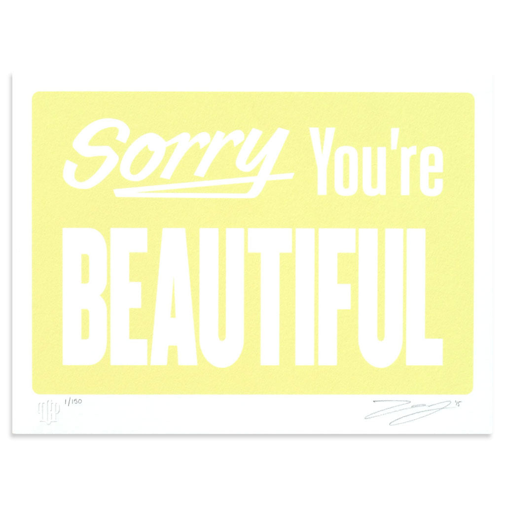 Sorry You&#39;re Beautiful - Pastel Yellow by Michael Coleman | Print | Poster Child Prints