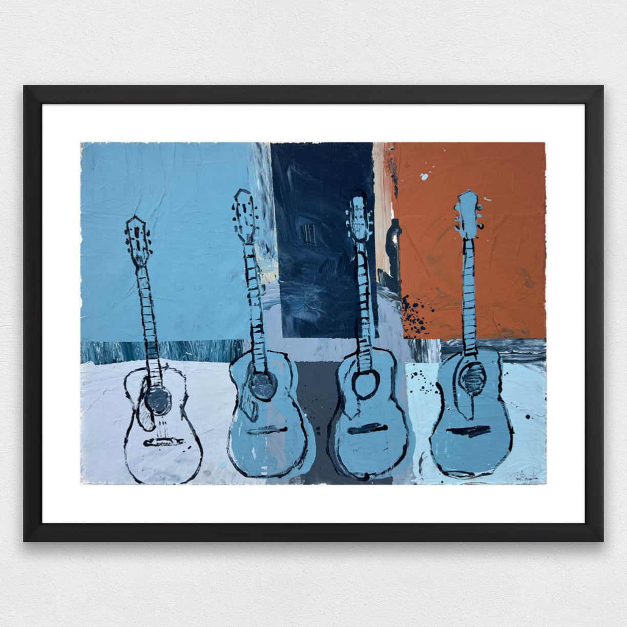 Four Guitars on Canvas by Tim Armstrong-Original Artwork-Poster Child Prints