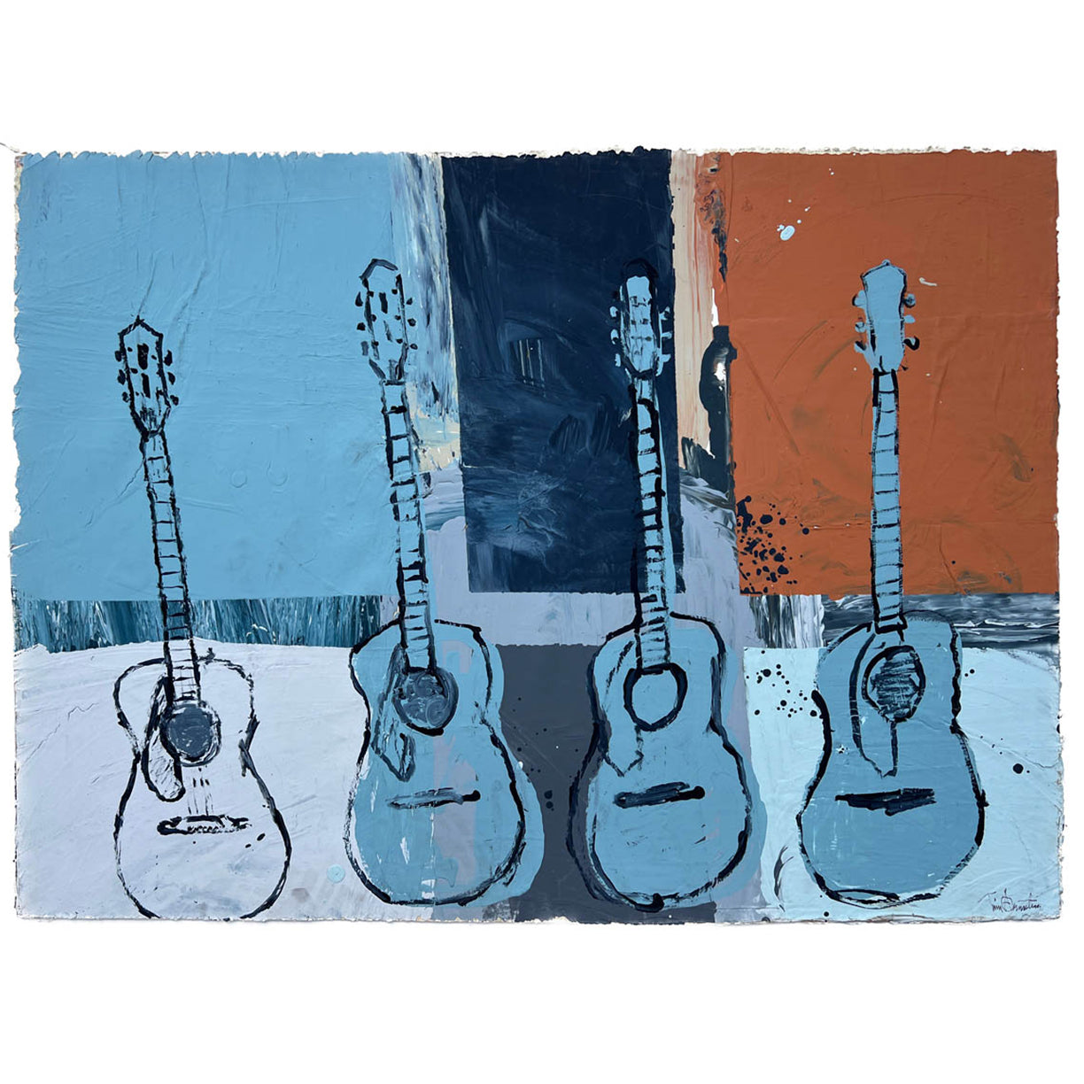 Four Guitars on Canvas by Tim Armstrong-Original Artwork-Poster Child Prints