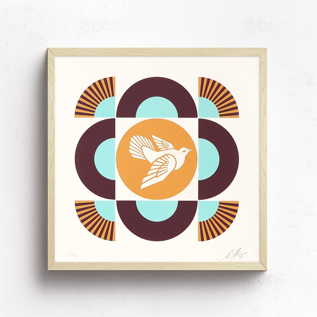 OBEY Geometric Doves, Blue/Orange by Shepard Fairey | Archive | Poster Child Prints