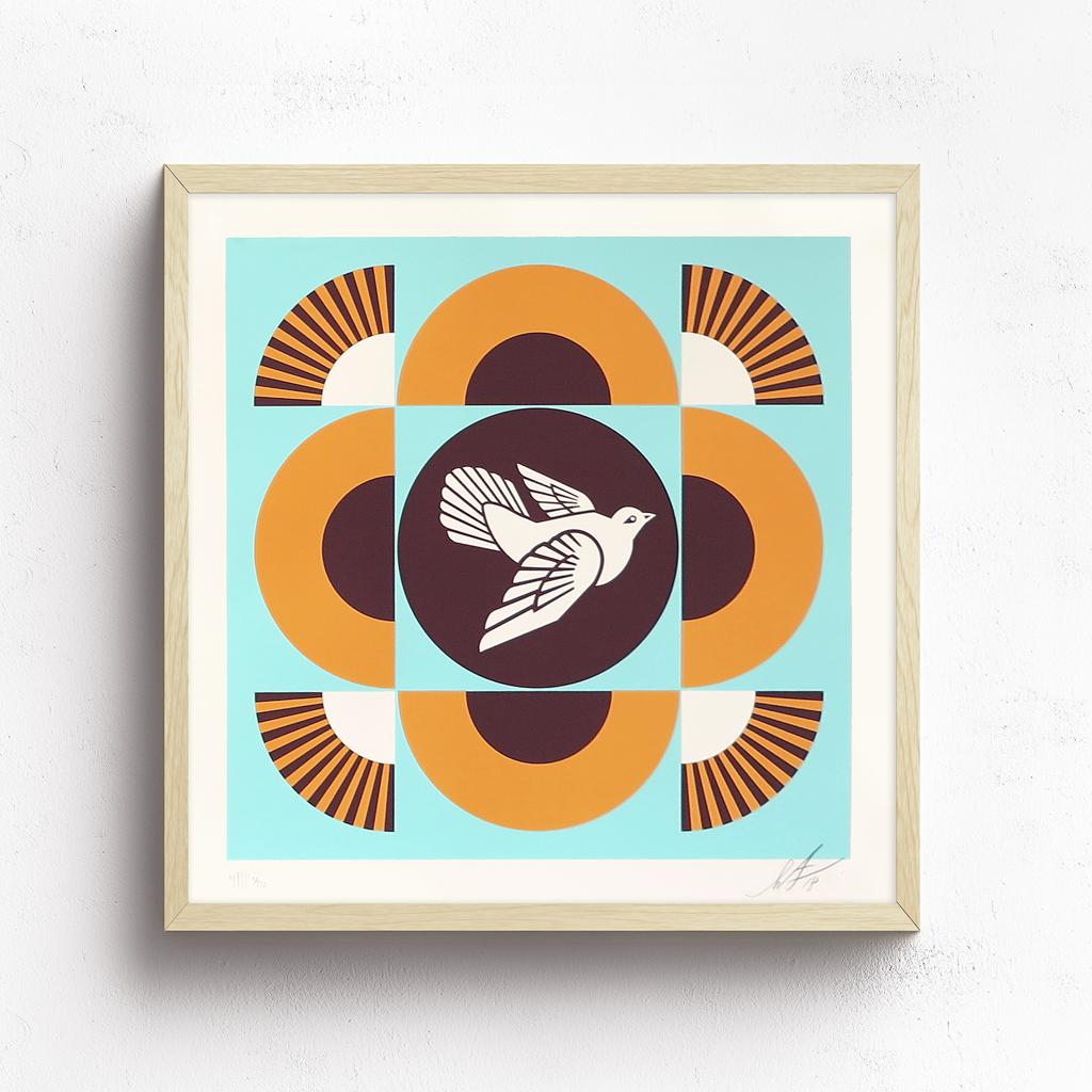OBEY Geometric Doves, Blue/Orange by Shepard Fairey | Archive | Poster Child Prints