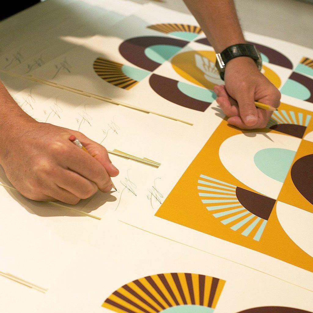 OBEY Geometric Doves, Blue/Orange by Shepard Fairey | Archive | Poster Child Prints