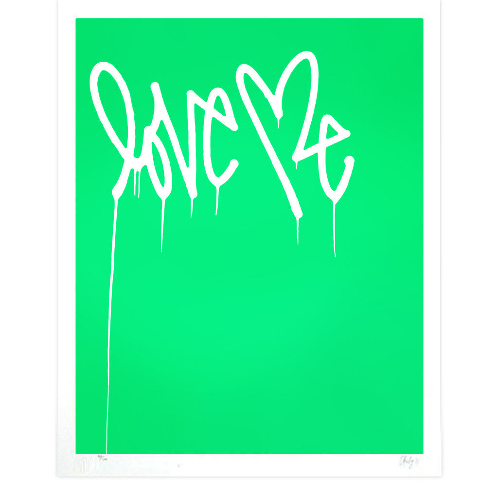 Love Me, Fluorescent Green by Curtis Kulig | Archive | Poster Child Prints