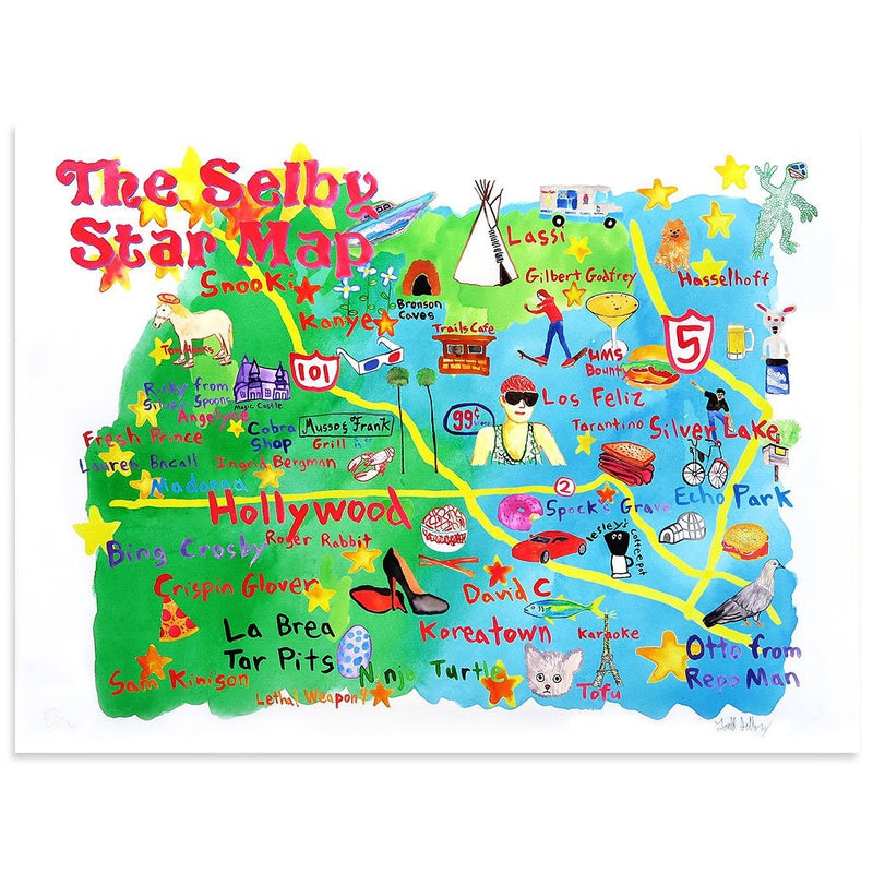 The Selby&#39;s LA Star Map by Todd Selby | Print | Poster Child Prints